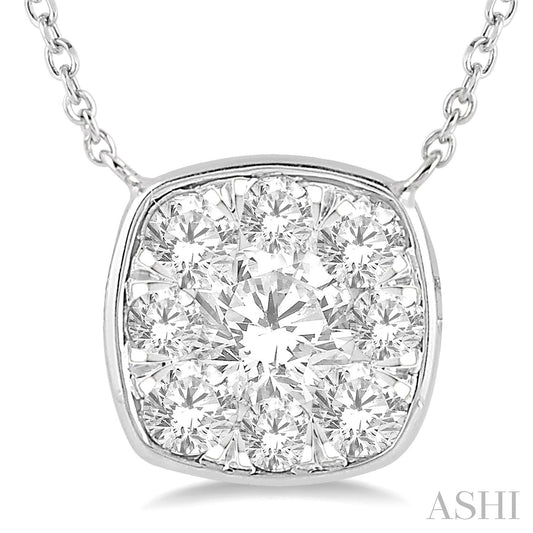 Maharaja Collection Cushion Diamond Necklace in 14K White Gold (0.50tcw)
