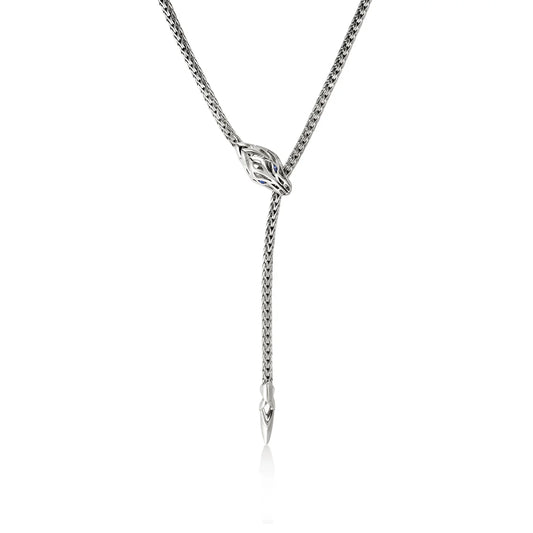 Naga Mini Chain Necklace with Blue Sapphire Eyes, Size 23