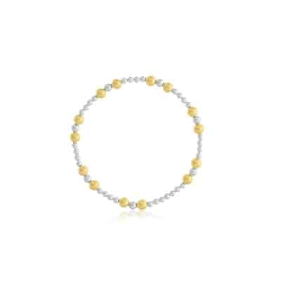 Maharaja Collection Beaded Bracelet with Two Tone Sterling Silver and Gold Filled in Bright Polished Finish