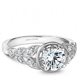 Maharaja Collection Bezel Set Semi-Mount Engagement Ring in 14K White Gold (0.14tcw)