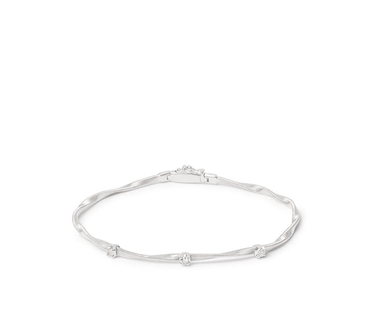 Maharaja Collection Twisted Coil Bracelet with Diamond Accents in 18K White Gold (0.15tdw)