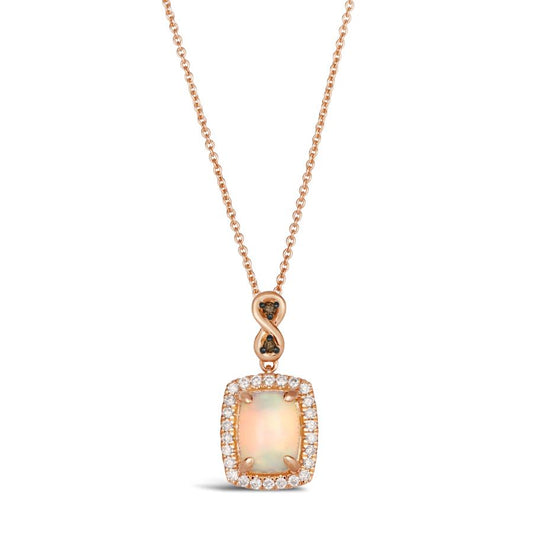 Maharaja Collection Neopolitan Opal Pendant with Chocolate and Vanilla Diamond in 14K Strawberry Gold (0.82ctw)