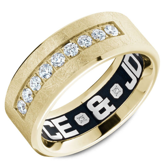 Maharaja Collection Round Diamond Brush Top Gents Wedding Band in 14K Yellow Gold (0.47ct)