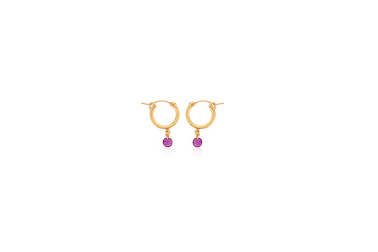 Maharaja Collection Ruby Huggie Earrings in Gold-Filled