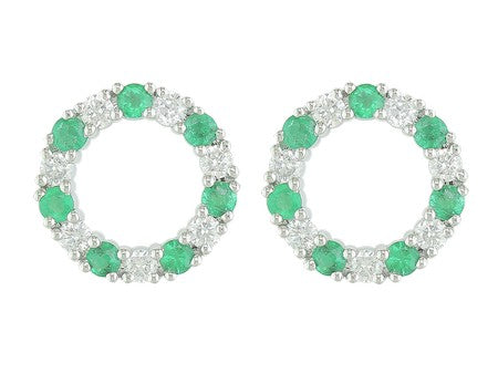 Maharaja Collection Emerald and Diamond Earrings in 14K White Gold (0.95ct)