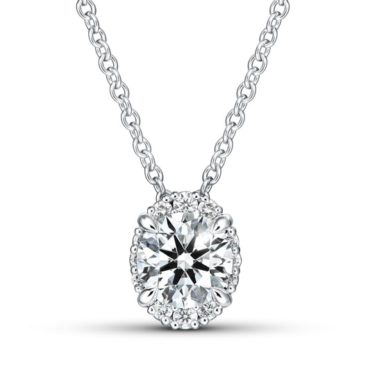Hearts on Fire Ellipse Diamond Pendant Necklace in 18K White Gold (0.29ctw)