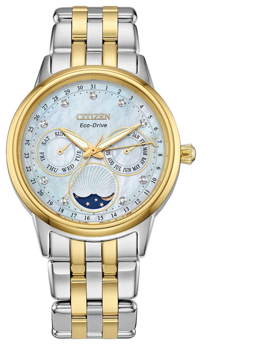 Maharaja Collection Ladies Two-Tone Calendrier Moonphase Chronograph Watch in Stainless Steel
