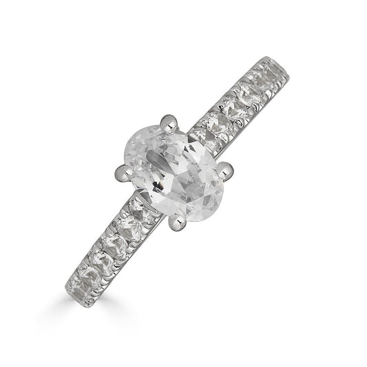 Maharaja Collection Oval Diamond Engagement Ring in 14K White Gold (1.2ctw)