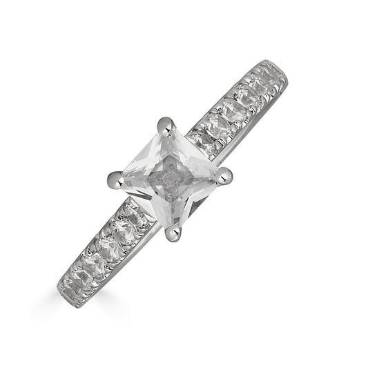 Maharaja Collection Princess Center Diamond Engagement Ring in 14K White Gold (1.2ctw)