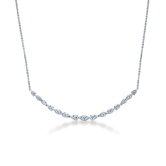 Maharaja Collection Round Diamond Aerial Dewdrop Pendant Necklace in 18K White Gold (0.51ctw)