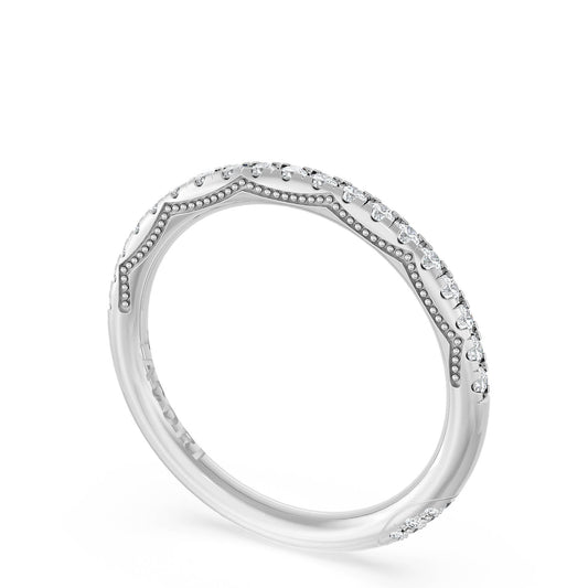Maharaja Collection Round Diamond Wedding Band in 18K White Gold (0.30ctw)