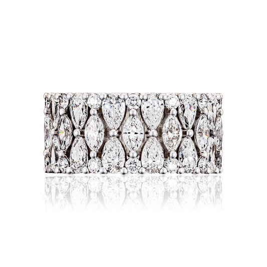 Maharaja Collection Marquise and Pear Diamond Band in 14K White Gold (3.26tdw)