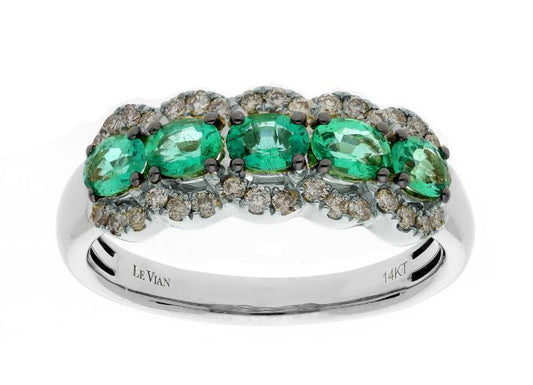 Maharaja Collection Costa Smeralda Emerald and Nude Diamond Ring in 14K Vanilla Gold® (0.99ct)