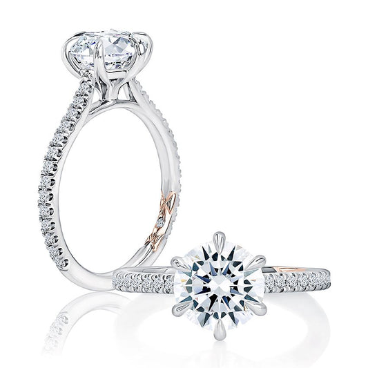 Maharaja Collection Round Diamond Semi-Mount Engagement Ring in 14K White Gold (2.29ctw)