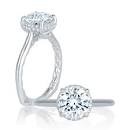 Maharaja Collection Round Solitaire Engagement Ring with Hidden Halo in 14K White Gold (2.00ctw)