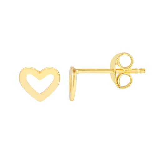 Maharaja Collection Open Heart Stud Earrings in 14K Yellow Gold