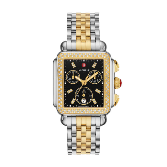 Maharaja Collection Deco Two-Tone Watch with Black Dial in Stainless Steel
