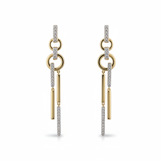 Maharaja Collection Round Diamond Decorative Earrings in 14K Yellow Gold (0.50ctw)