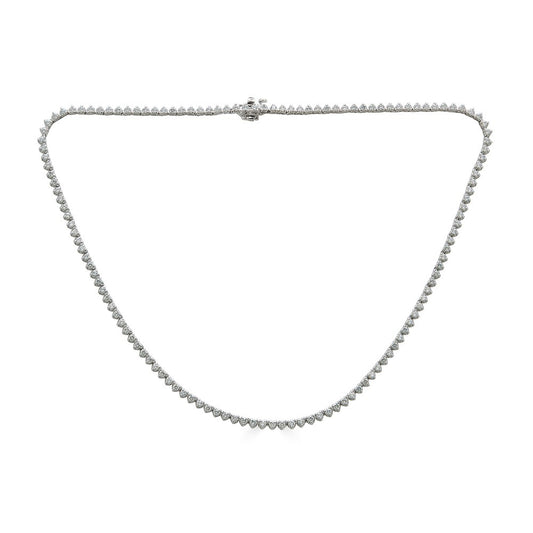 Maharaja Collection Round Diamond Tennis Necklace in 14K White Gold (3ctw)