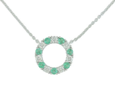 Maharaja Collection Emerald and Diamond Necklace in 14K White Gold (0.8ct)