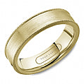 Maharaja Collection Sandpaper Center and Miligrain Edges Men's Wedding Band in 14K Yellow Gold (6mm)