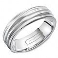Maharaja Collection Noam Carver Frosted Ripple Wedding Band in 14K White Gold, 7mm