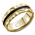 Maharaja Collection Black Enamel and 14K Yellow Gold Men's Wedding Band (8mm)