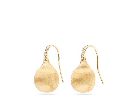 Maharaja Collection Africa Medium Drop Earrings with Diamond Accents in 18K Yellow Gold (0.05tdw)