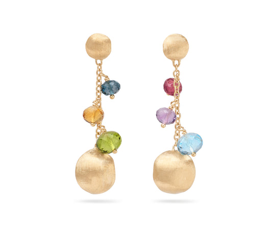 Maharaja Collection Africa Multistone Drop Earrings in 18K Yellow Gold