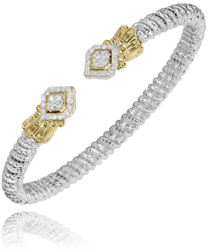 Maharaja Collection Open Bracelet with Round Diamonds in Sterling Silver and 14K Yellow Gold (0.32ctw)