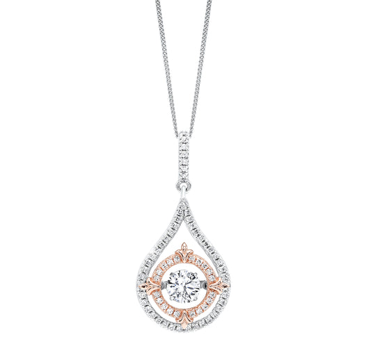 Maharaja Collection Round Diamond Two-Tone Pendant Necklace in Silver and Rose Gold (2.70ctw)