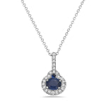 Maharaja Collection Round Sapphire Pendant in 14K White Gold (0.64ct)