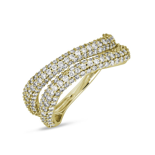 Maharaja Collection Round Diamond Swirl Ring in 14K Yellow Gold (0.82ct)