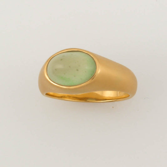 Maharaja Collection Oval Jade Gypsy Ring in 18K Yellow Gold
