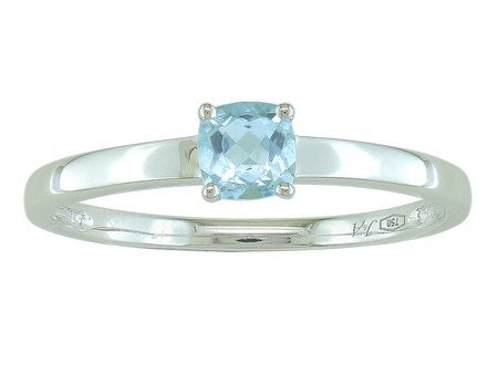 Maharaja Collection Round Blue Topaz Ring in 14K White Gold (0.39ct)