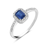 Maharaja Collection Emerald Cut Sapphire Ring in 14K White Gold (0.77ct)