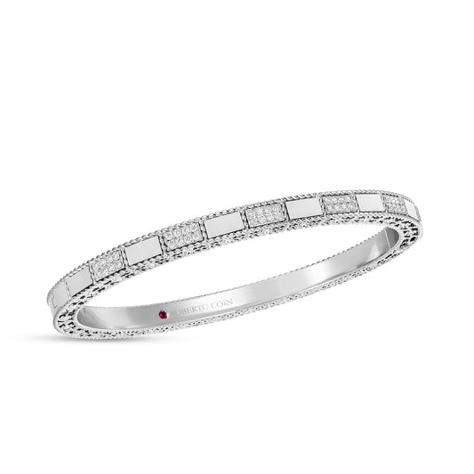 Maharaja Collection Mosaic Alternating Diamond Bangle in 18K White Gold (0.40ctw)