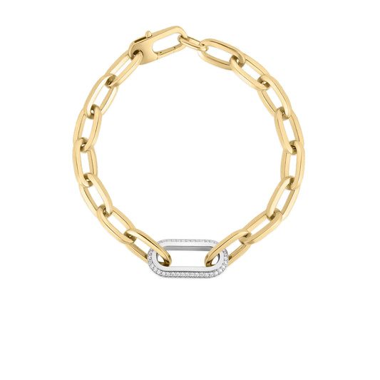 Maharaja Collection Roberto Coin Classic Paperclip Bracelet in 18K Yellow and White Gold (0.78ct)