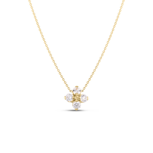 Maharaja Collection 'Love in Verona' Diamond Flower Necklace in 18K Yellow Gold (0.55ctw)