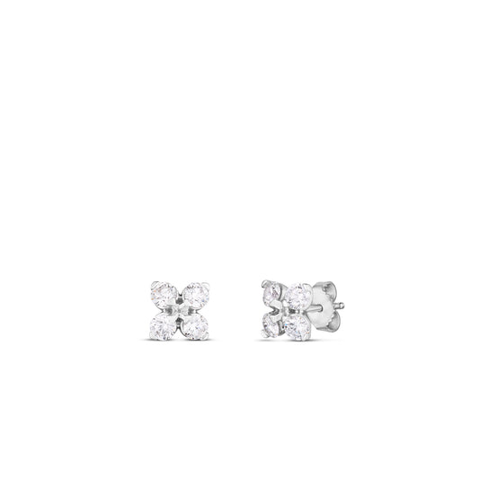 Maharaja Collection Love in Verona Diamond Stud Earrings with 1.10ctw Diamonds in 18K White Gold (1.1ct)