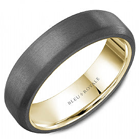 Men's 14K Yellow/Tantalum Ring, 6mm, Sandpaper Top, size 10