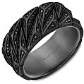 Men's Bleu Royale 14K Black Rhodium Gold and Tantalum Wedding Band with 0.96 tw Black Diamonds