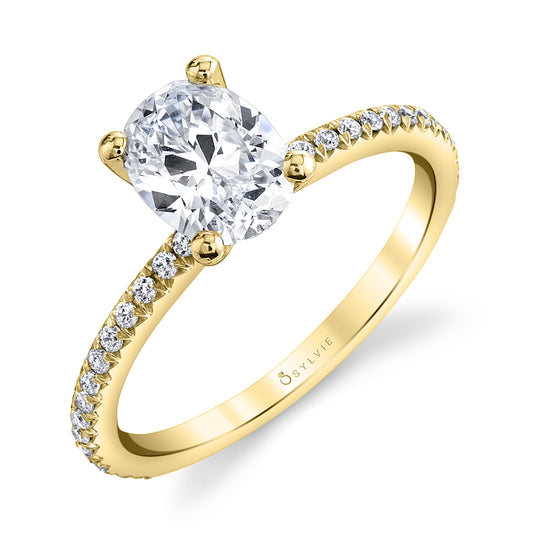 Maharaja Collection Oval Diamond Semi-Mount Engagement Ring in Gold (0.12ct)