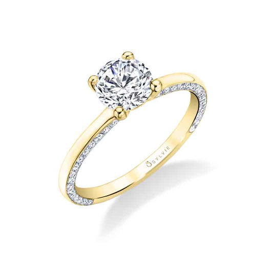 Maharaja Collection Modern Solitaire Semi-Mount Diamond Engagement Ring in 14K Gold (0.34ct)