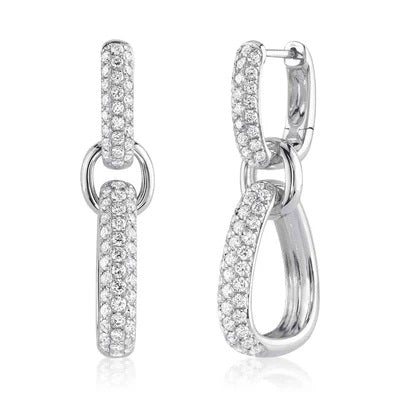 Maharaja Collection Round Diamond Earrings in 14K White Gold (1.45ct)