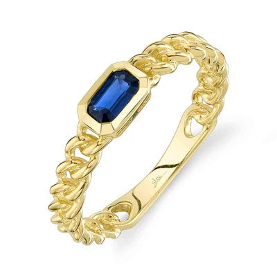Maharaja Collection Blue Sapphire Link Ring in 14K White Gold (0.35ct)