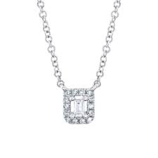 Maharaja Collection Baguette Diamond Necklace in 14K White Gold (0.05tcw)