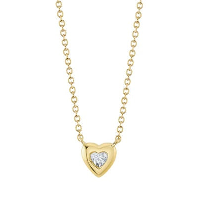 Maharaja Collection Bezel Heart Diamond Necklace in 14K White Gold (0.08ctw)