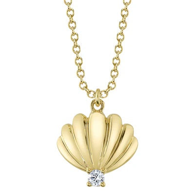 Maharaja Collection Diamond Shell Necklace in 14K White Gold (0.05ct)
