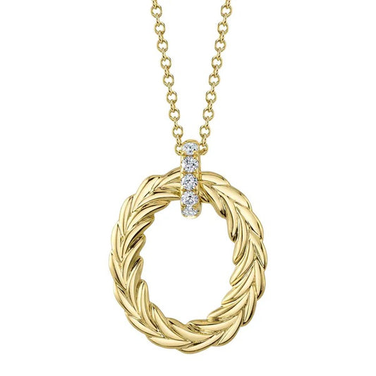 Maharaja Collection Diamond Laurel Wreath Oval Necklace in 14K White Gold (0.07ct)